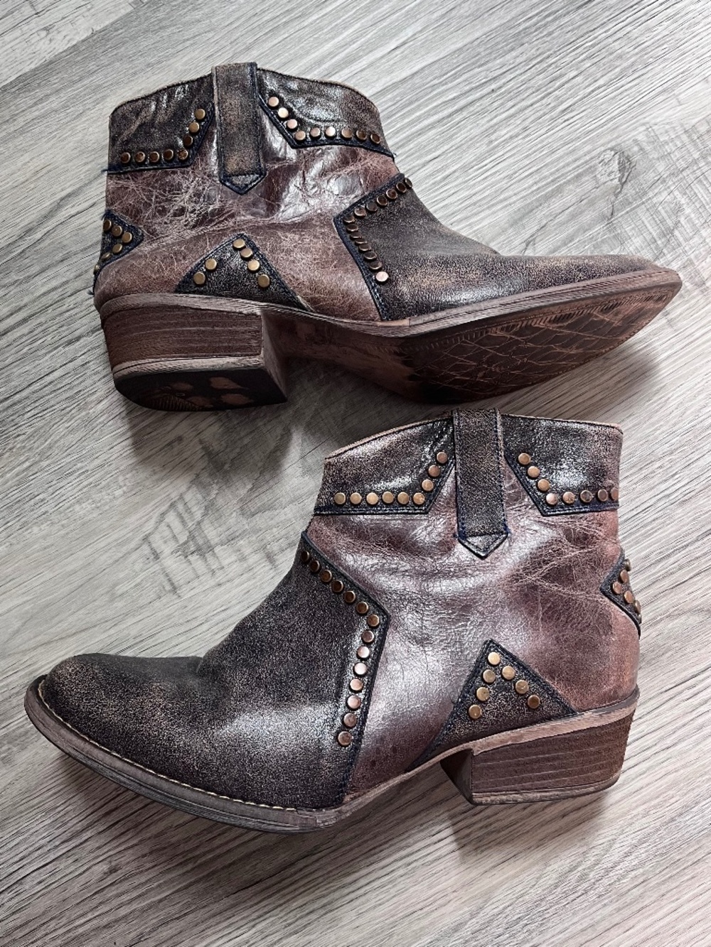 Circle G by Corral Leather Ankle Booties Star Inlay Studded Women's 12 - Picture 6 of 13
